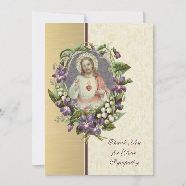 Helig Heart Jesus katolska kondoleansen Tack (Framsida)