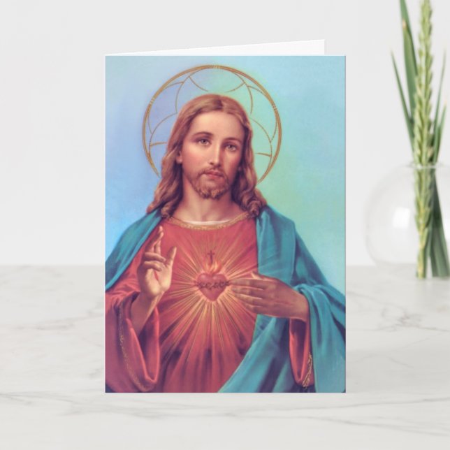 Helig Heart Jesus katolska kondoleansen Tack Kort (Framsida)