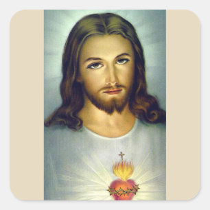 Helig Heart Jesus Kristus Sticker bakgrund Fyrkantigt Klistermärke