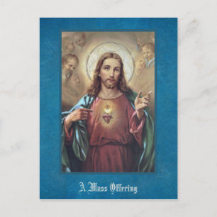 Helig Heart Jesus Religiösa Mass Offre Vykort