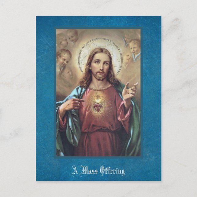Helig Heart Jesus Religiösa Mass Offre Vykort (Framsida)