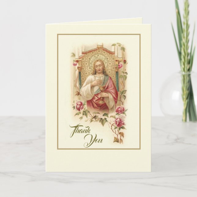Helig Heart Jesus Ro uppskattande Tack Kort (Framsida)