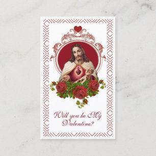 Helig Heart katolik Valentine Religiösa Prayer Visitkort