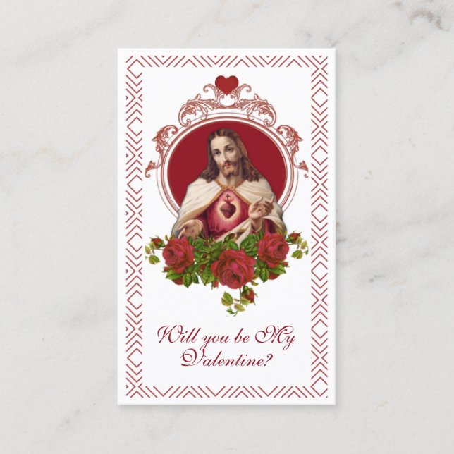 Helig Heart katolik Valentine Religiösa Prayer Visitkort (Framsida)