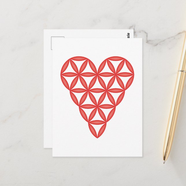 Helig Heart - livets hjärta, 3D/Red. Vykort (Fram/Back In Situ)