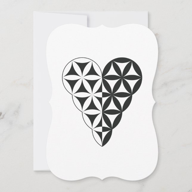 Helig Heart - livets hjärta, dubbla Wh/bl. Inbjudningar (Framsida)