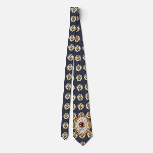 Helig Heart Necktie Navy Blue med Helig Heart Slips (Baksida)