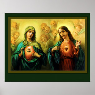 Helig Heart of Jesus and Immaculate Heart of Mary Poster