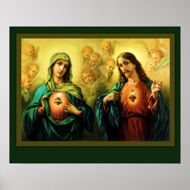 Helig Heart of Jesus and Immaculate Heart of Mary Poster (Framsidan)