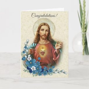 Helig Heart of Jesus Blommigt Grattisar Kort