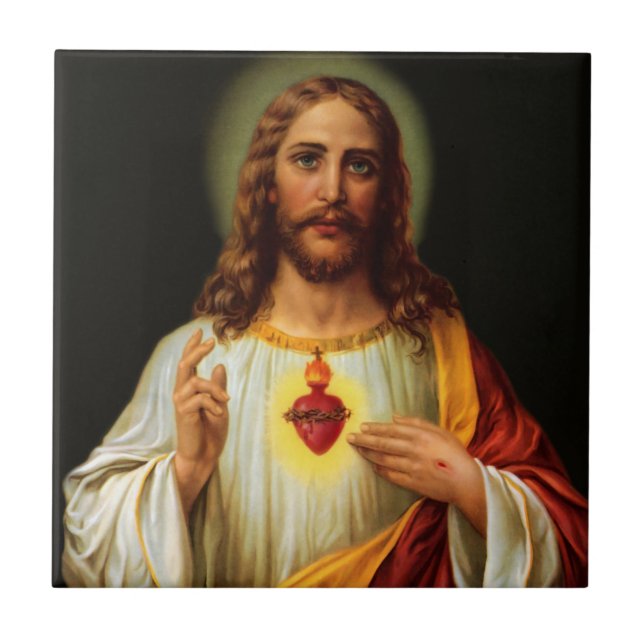 Helig Heart of Jesus Ceramic Tile Kakelplatta (Framsidan)