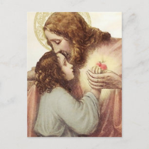 Helig Heart of Jesus Child Religiösa vycard Vykort