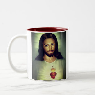 Helig Heart of Jesus Confirmation Prayer Två-Tonad Mugg