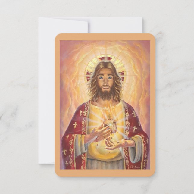 Helig Heart of Jesus Devotional Art Prayer Card Inbjudningar (Framsida)
