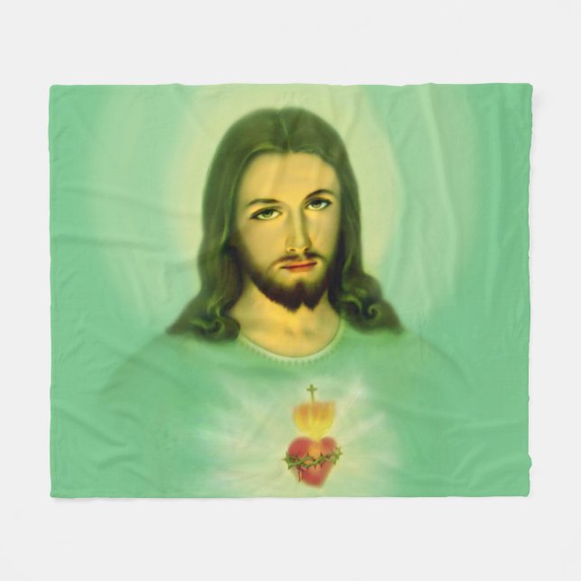Helig Heart of Jesus Fleece Blanket. (Framsidan (Horisontell))