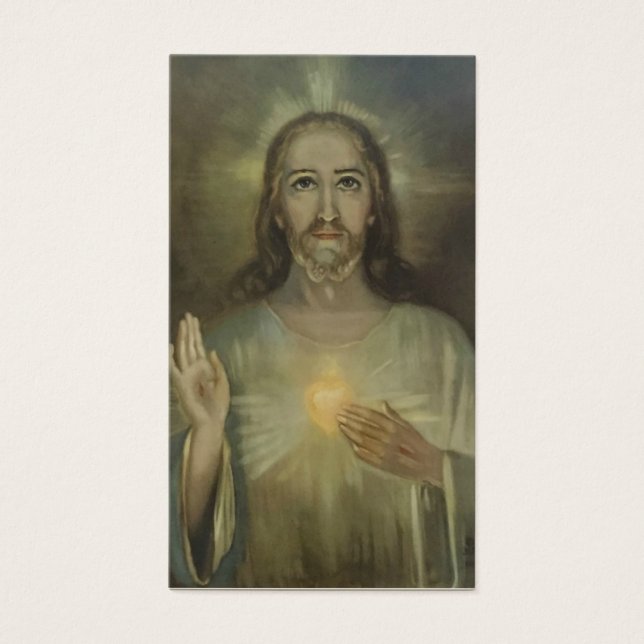 Helig Heart of Jesus Heliga Card w/prayer Visitkort (Framsidan)