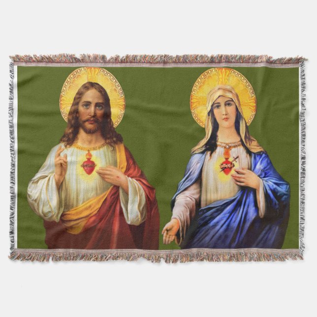 Helig Heart of Jesus & Immaculate Heart Blanket Filt (Framsidan)
