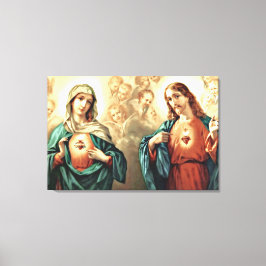 Helig Heart of Jesus Immaculate Heart of Mary Canvastryck