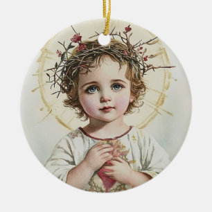 Helig Heart of Jesus, katolik, Divine Mercy Kärlek Julgransprydnad Keramik