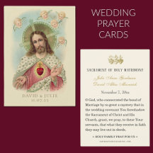 Helig Heart of Jesus katolska Bröllop Prayer Card