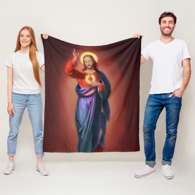 Helig Heart of Jesus Kristus Fleecefilt (På plats)