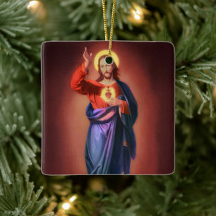 Helig Heart of Jesus Kristus Julgransprydnad Keramik