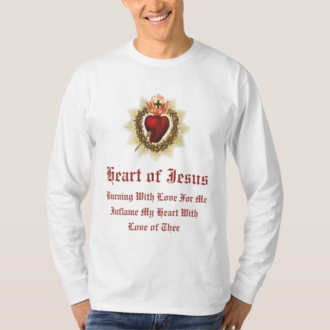Helig Heart of Jesus Manar Långärmad T-Shirt (Framsida)