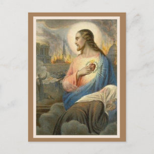 Helig Heart of Jesus Notre Dame Religiösa Vykort