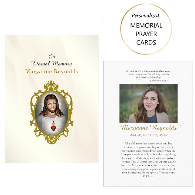 Helig Heart of Jesus Photo Memorial Prayer Card Placeringskort (Skapare uppladdad)