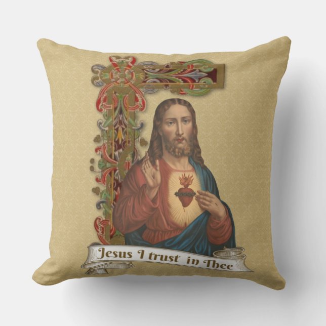 Helig Heart of Jesus Religiösa Catholic Kudde (Framsida)