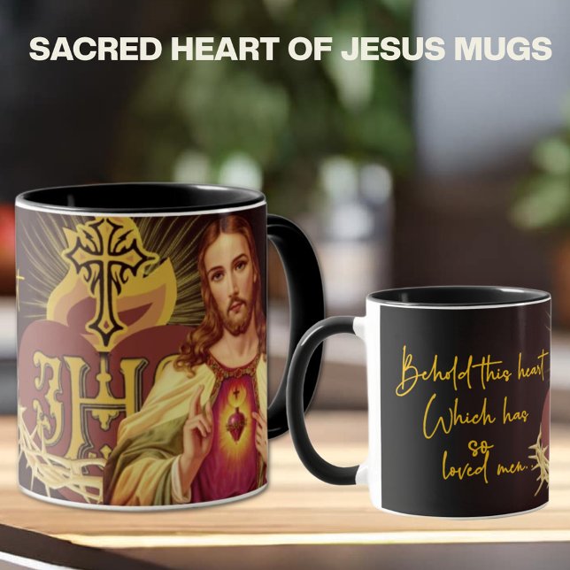 Helig Heart of Jesus Religiösa Divine Mercy Mugg (SACRED HEART OF JESUS MUG WITH PRAYER)