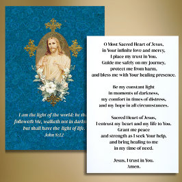 Helig Heart of Jesus Religiösa Prayer Placeringskort
