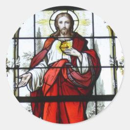 Helig Heart of Jesus Stached Glass Church window Runt Klistermärke
