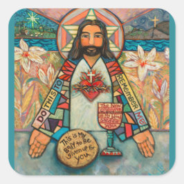Helig Heart of Jesus Stickers Fyrkantigt Klistermärke