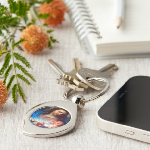 Helig Heart of Jesus Swirl Silverfärgad Nyckelring