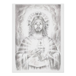Helig Heart of Jesus, Teckning av Jenny McLaughlin Perfect Poster