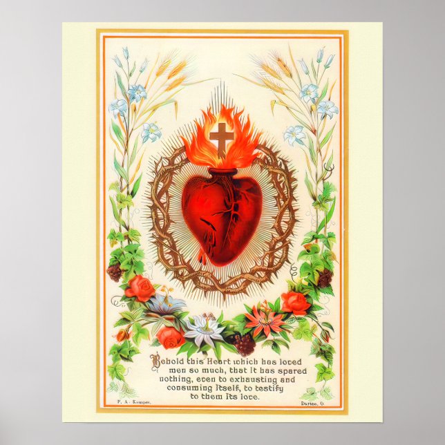 Helig Heart of Jesus Vintage A-092621 Poster (Framsidan)