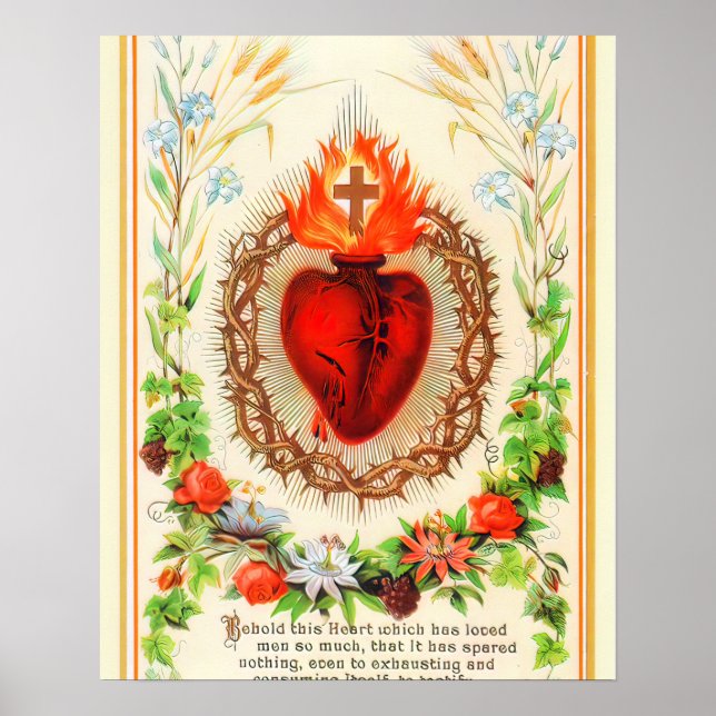 Helig Heart of Jesus Vintage A-092621 Poster (Framsidan)
