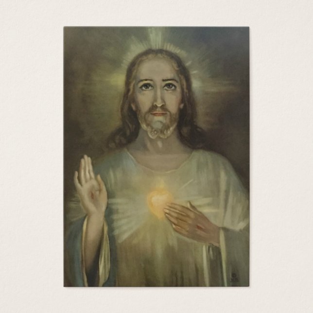 Helig Heart of Jesus w/prayer Heliga Cards Visitkort (Framsidan)