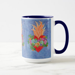 Helig Heart of Jesus Watercolor Blue Gift Mugg
