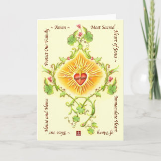 Helig Heart of Kristus w/Blating Greeting Card Tack Kort
