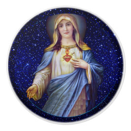 Helig Heart of Mary Ceramic Knob Knopp