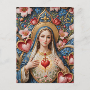 Helig Heart of Mary Religiösa Vykort
