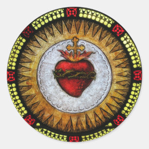 Helig Heart Stickers Runt Klistermärke