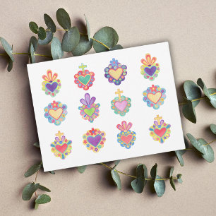 HELIG HEARTS, WATERCOLOR, mexico, mexikaner Vykort