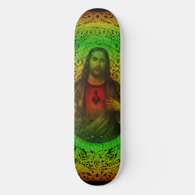 Helig hjärta av Jesus Rastafari Skateboard (Framsida)