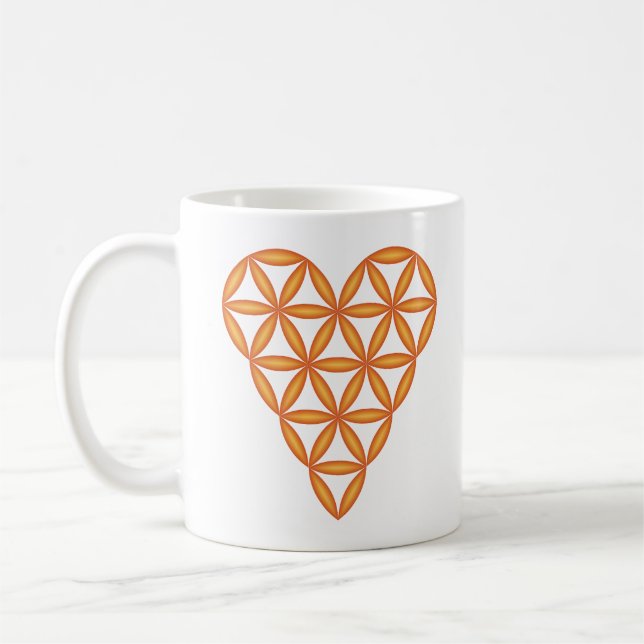 Helig Hjärta - Livets hjärta, 3D/Orange. Kaffemugg (Vänster)