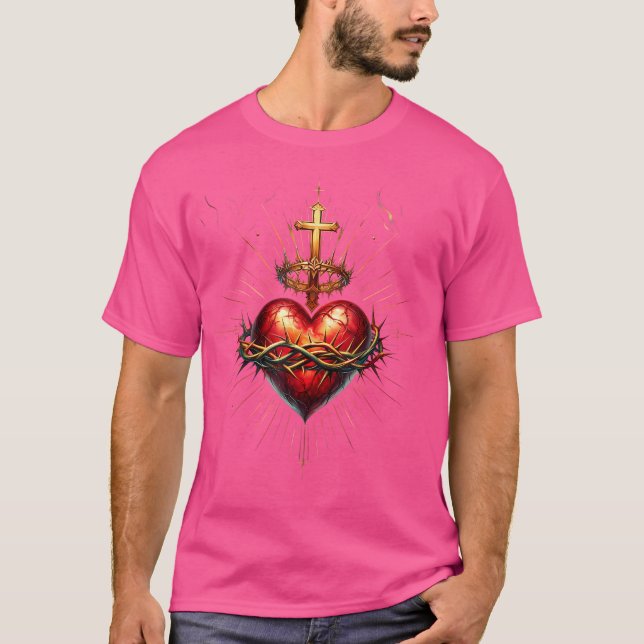 Helig hjärtat av Jesus katolska trohet T Shirt (Framsida)