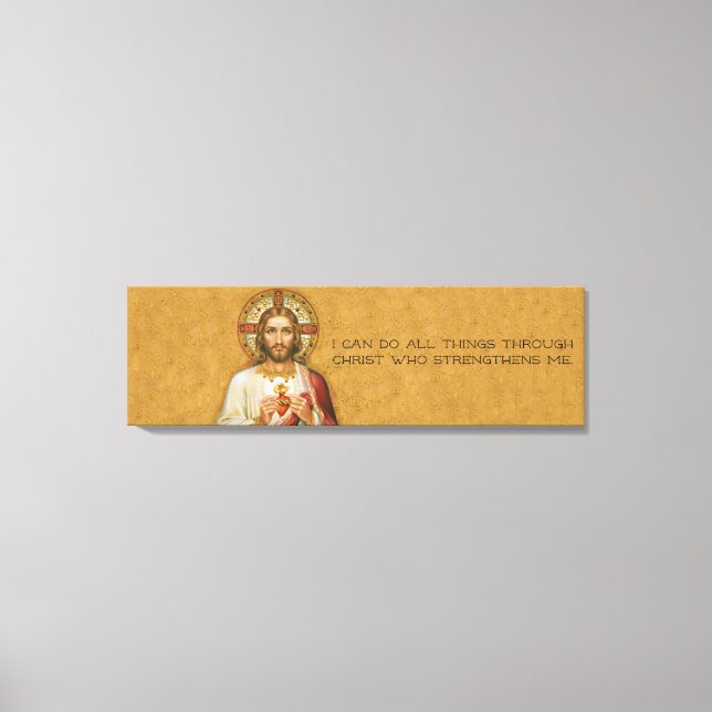 Helig hjärtat av Jesus med Bible Verse Canvastryck (Framsida)