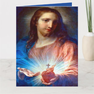 Helig hjärtat av Jesus med bön Tack Kort